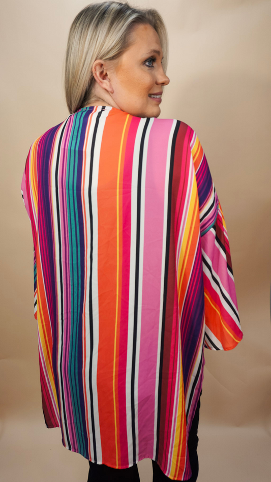 Rainbow Striped Kimono